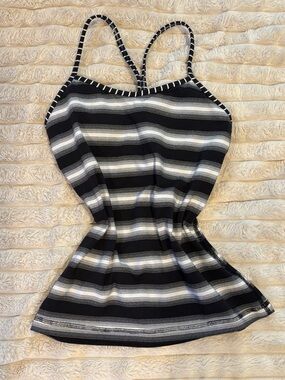 Lululemon Striped Black & White Spaghetti Strap Tank Top